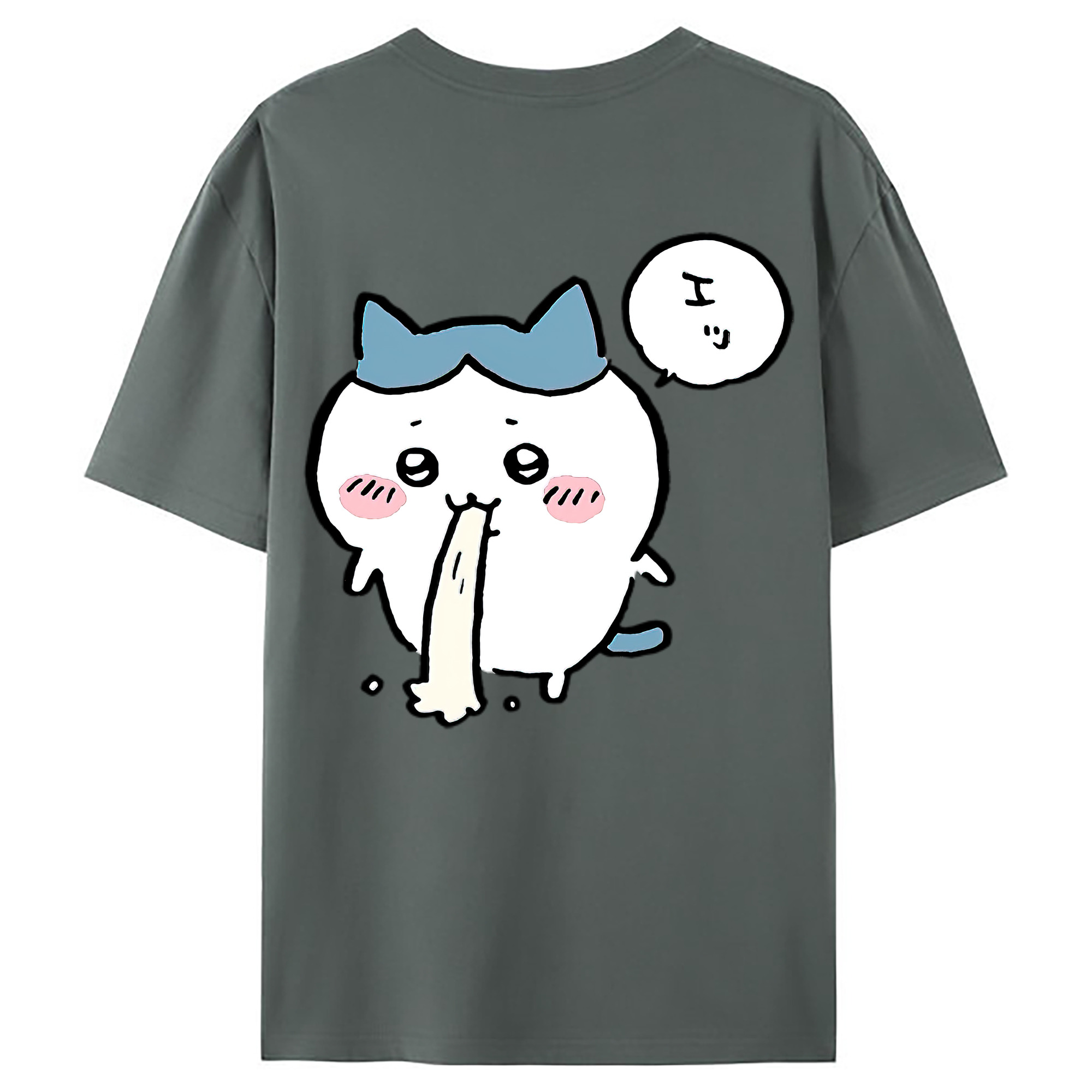 （画像用） ちいかわ ハチワレ Chii-kawa hachiware 綿100％ メンズ半袖Tシャツ（バックプリント） 通気性